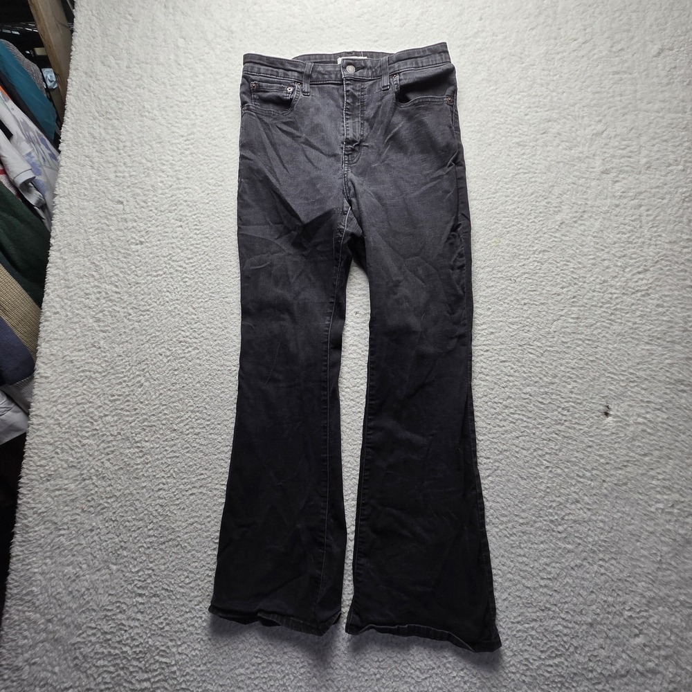 Levis 726 Flare Jeans Womens 32 Gray Charcoal Wash Regular Stretch Denim Pants